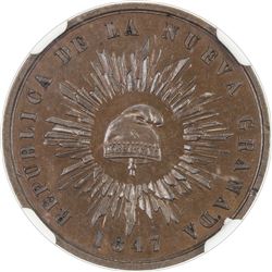 COLOMBIA: Nueva Granada, 1831-1858, AE 1/2 decimo de real, Bogota, 1847. NGC PF63