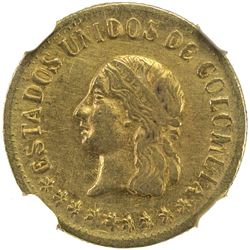 COLOMBIA: Estados Unidos, 1863-1886, AV peso, Medellin, 1863. NGC AU55