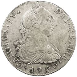 GUATEMALA: Carlos IV, 1788-1808, AR 8 reales, 1790-NG. VF-EF