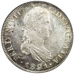 GUATEMALA: Fernando VII, 1808-1821, AR 8 reales, 1821-NG. NGC MS64