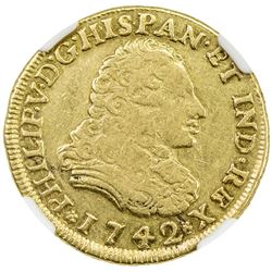 MEXICO: Felipe V, 1700-1746, AV 2 escudos, 1742-Mo. NGC VF35