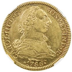 MEXICO: Carlos III, 1759-1788, AV 4 escudos, 1786-Mo. NGC AU53