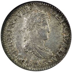 MEXICO: Fernando VII, 1808-1821, AR 1/2 real, 1816-Mo. NGC MS63