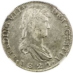 MEXICO: Fernando VII, 1808-1821, AR 8 reales, 1821-Zs. NGC MS62