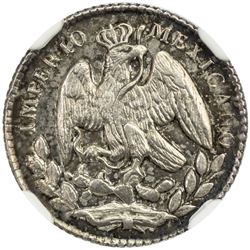 MEXICO: Maximilian, 1864-1867, AR 5 centavos, 1864-M. NGC MS64