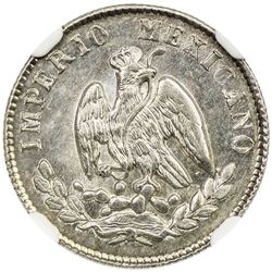 MEXICO: Maximilian, 1864-1867, AR 10 centavos, 1864-M. NGC MS63