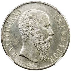 MEXICO: Maximilian, 1864-1867, AR peso, 1866-Mo. NGC MS63