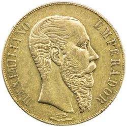 MEXICO: Maximilian, 1864-1867, AV 20 pesos, 1866-Mo. EF