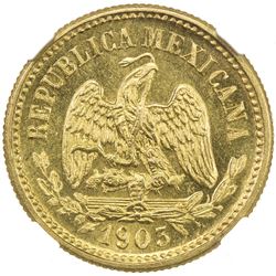 MEXICO: AV 5 pesos, 1903-Mo. NGC MS64