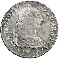 PERU: Carlos III, 1759-1788, AR 8 reales, 1789. AU