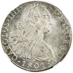 PERU: Carlos IV, 1788-1808, AR 8 reales, 1801. NGC MS61