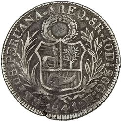 PERU: AR 8 reales, 1841-AREQ. VF