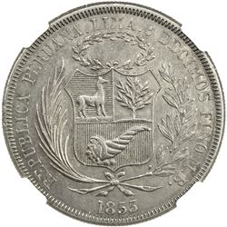 PERU: AR peso pattern, 1855. NGC PF53