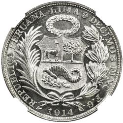 PERU: AR sol, 1914. NGC MS65