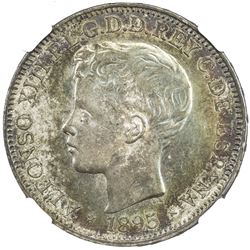 PUERTO RICO: Alfonso XIII, 1886-1898, AR peso, 1895. NGC AU58
