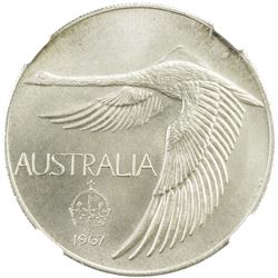 AUSTRALIA: Elizabeth II, 1952-, AR pattern dollar, 1967. NGC MS67