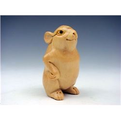 Japanese Hand Carved Wooden Mouse