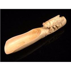Japanese Hand Carved Wooden Spoon with Cicada Handle