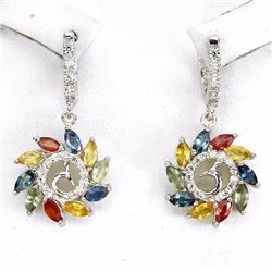 Natural Fancy Color Marquise Sapphire Earrings