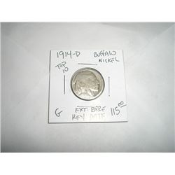 1914-D *EXTREMELY RARE-TOP 10-KEY DATE* BUFFALO NICKEL-RED BOOK VALUE $115.00+ *NICE EARLY GOOD GRAD