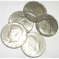 5 TOTAL SILVER KENNEDY HALF DOLLARS *MIXED DATES & GRADES-NICE EARLY SILVER HALF DOLLARS*!!