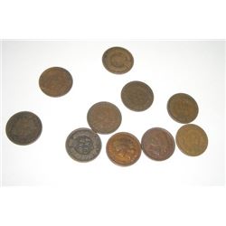 10 TOTAL INDIAN HEAD PENNIES *NICE MIXTURE OF DATES & GRADES*-SEPERATED INTO LOTS OF TEN FROM HUHGE