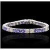 Image 1 : 14KT White Gold 10.50ctw Tanzanite and Diamond Bracelet