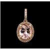 14KT Rose Gold 1.70ct Morganite and Diamond Pendant