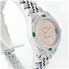 Image 3 : Rolex Stainless Steel Diamond And Emerald DateJust Ladies Watch