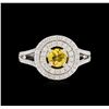 Image 2 : 14KT White Gold 0.44ct Citrine and Diamond Ring
