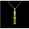 Image 1 : Crayola 7.80ctw Peridot and White Sapphire Pendant With Chain - .925 Silver