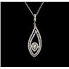 Image 1 : 1.33ctw Diamond Pendant With Chain - 14KT White Gold