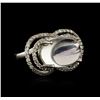 Image 1 : 14KT White Gold 0.84ct Blue Moonstone and Diamond Ring