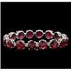 Image 2 : 50.30ctw Ruby and Diamond Bracelet - 14KT White Gold