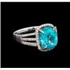 Image 1 : 4.23ct Apatite and Diamond Ring - 14KT White Gold