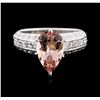 Image 2 : 14KT White Gold 3.00ct Morganite and Diamond Ring