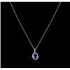 Image 2 : 4.00ct Tanzanite and Diamond Pendant With Chain - 14KT White Gold