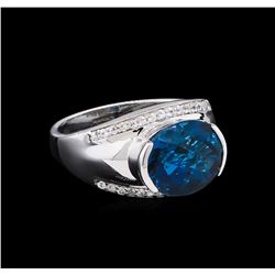 Crayola 5.10ct Blue Topaz and White Sapphire Ring - .925 Silver