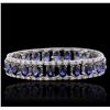 Image 2 : 14KT White Gold 21.50ctw Sapphire and Diamond Bracelet