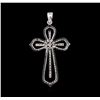 Image 2 : 1.00ctw Diamond Cross Pendant - 14KT White Gold