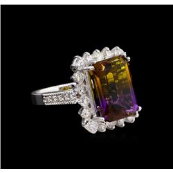 7.72ct Ametrine and Diamond Ring - 14KT White Gold