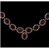 Image 2 : 47.00ctw Ruby and Diamond Necklace - 14KT Yellow Gold