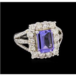 14KT White Gold 2.43ct Tanzanite and Diamond Ring