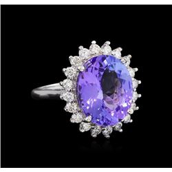 9.62ct Tanzanite and Diamond Ring - 14KT White Gold