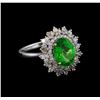 Image 1 : 2.68ct Tsavorite and Diamond Ring - 18KT White Gold