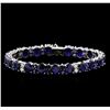Image 1 : 31.89ctw Blue Sapphire and Diamond Bracelet - 14KT White Gold