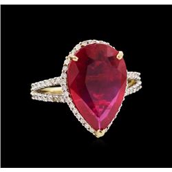 14KT Yellow Gold 5.42ct Ruby and Diamond Ring