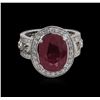 Image 2 : 7.00ct Ruby and Diamond Ring - 14KT White Gold