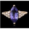 Image 2 : 14KT Yellow Gold 2.78ct Tanzanite and Diamond Ring