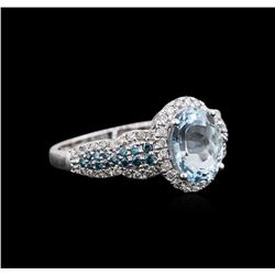 14KT White Gold 1.75ct Aquamarine and Diamond Ring